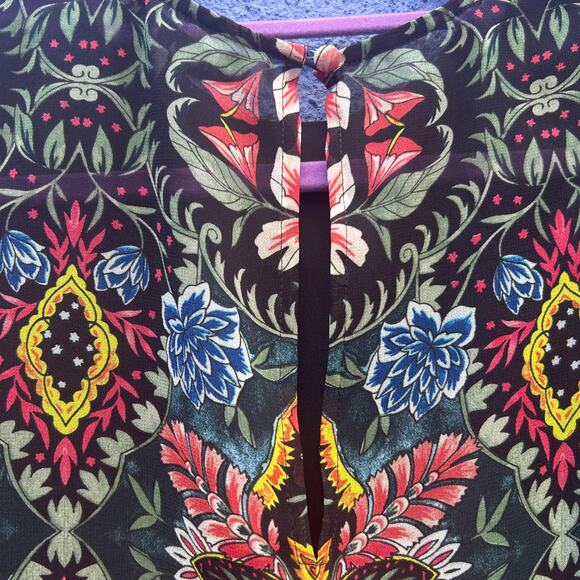 rebecca minkoff sheer poof sleeve floral top - Picture 7 of 7